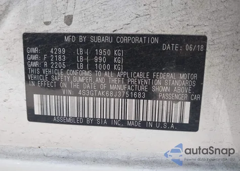 2018 Subaru Impreza Sport из США, поврежденный, VIN 4S3GTAK68J3751683